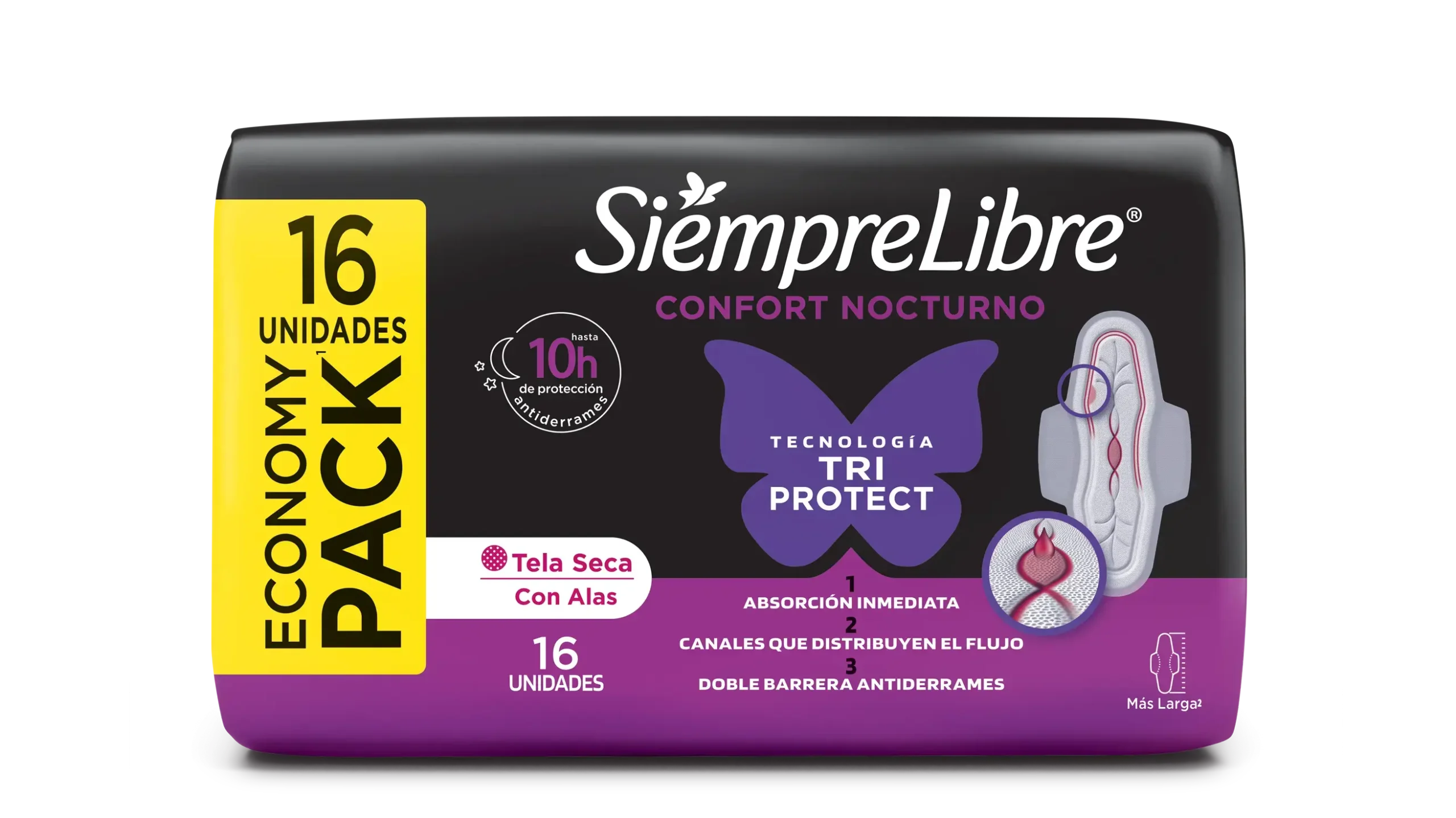 TOALLITAS FEMENINAS SIEMPRE LIBRE CONFORT NOCTURNO X 16